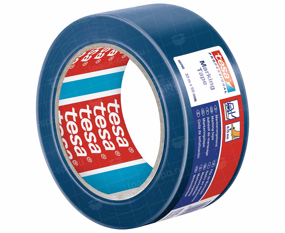 Лента для напольной разметки Tesa 60760-50мм*33м, синий