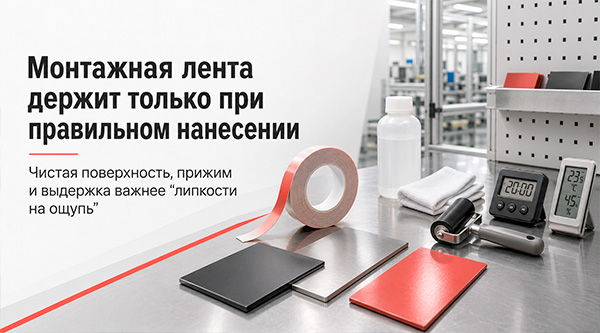 Подготовка поверхности под монтажную ленту: IPA, давление и выдержка