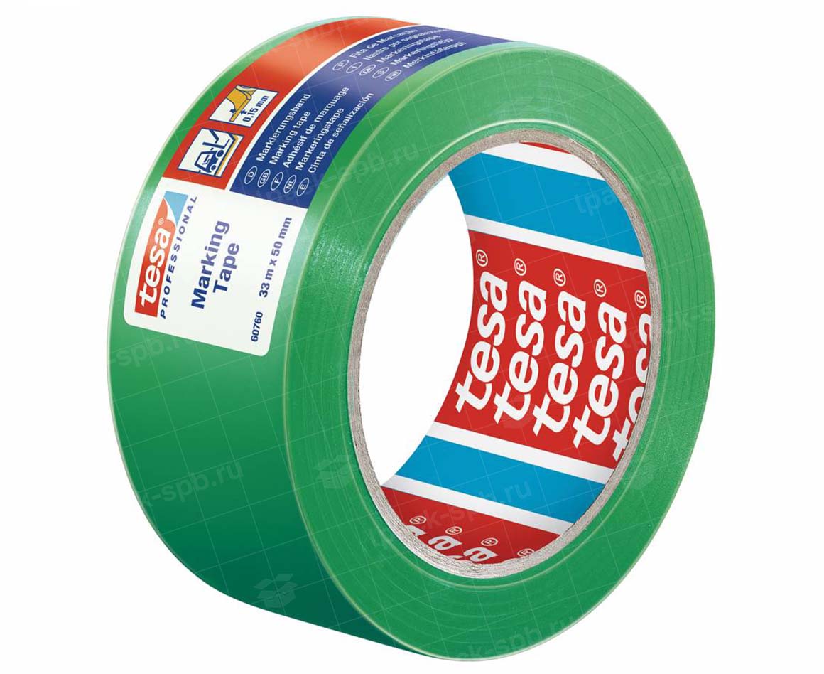 Лента для напольной разметки Tesa 60760-50мм*33м, зеленый