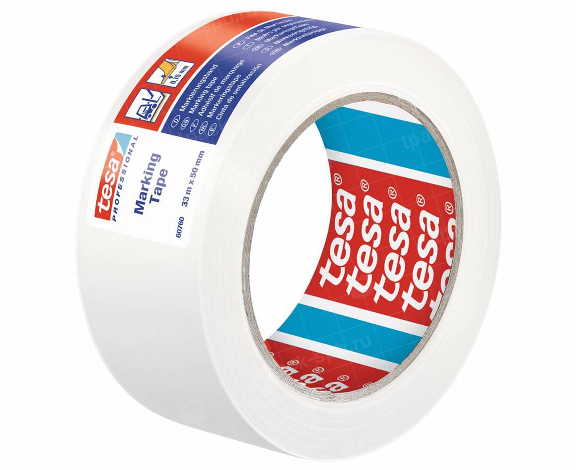 Лента для напольной разметки Tesa 60760-50мм*33м, белый