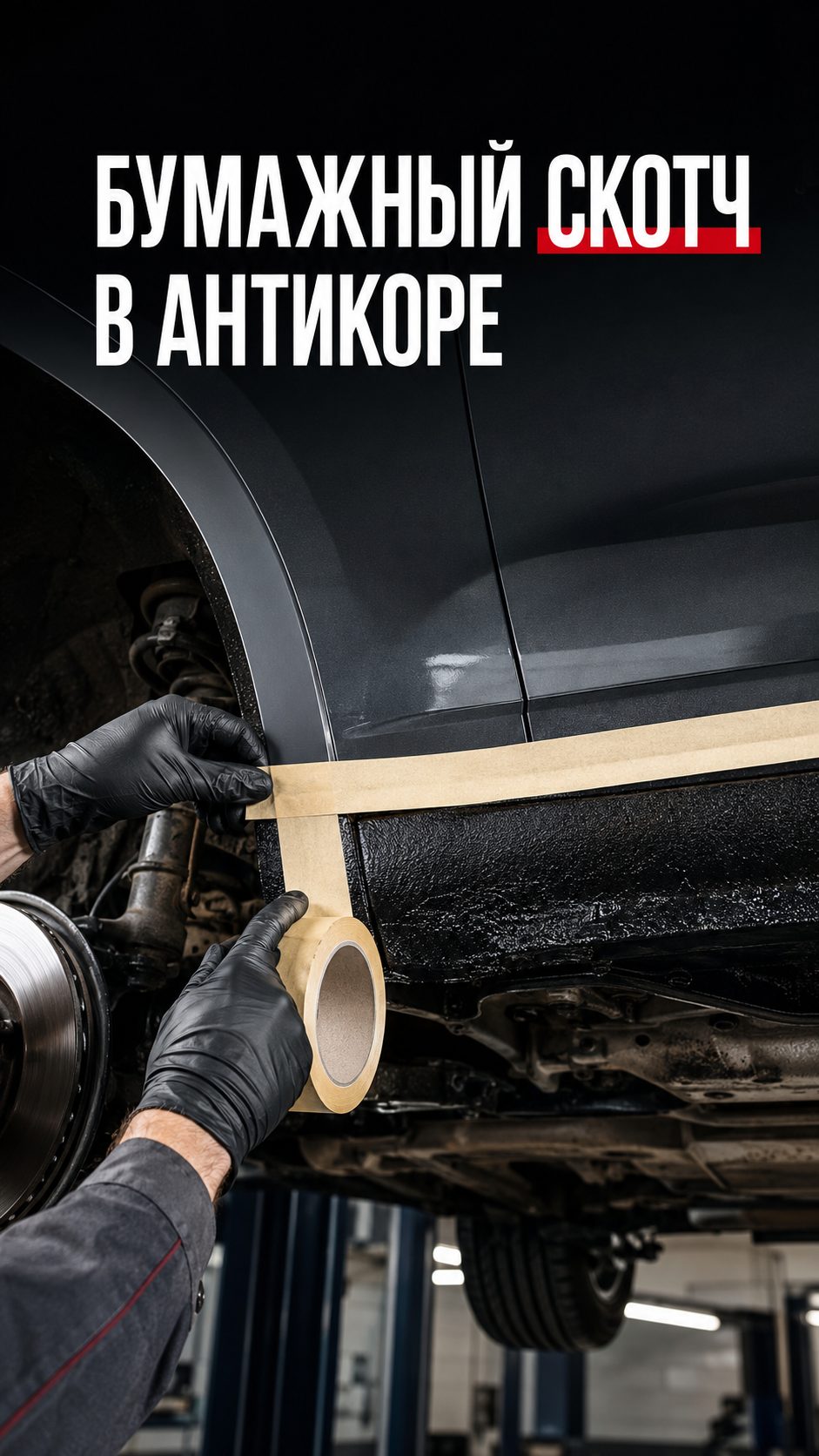 Бумажный скотч при антикорозийной обработке автомобиля